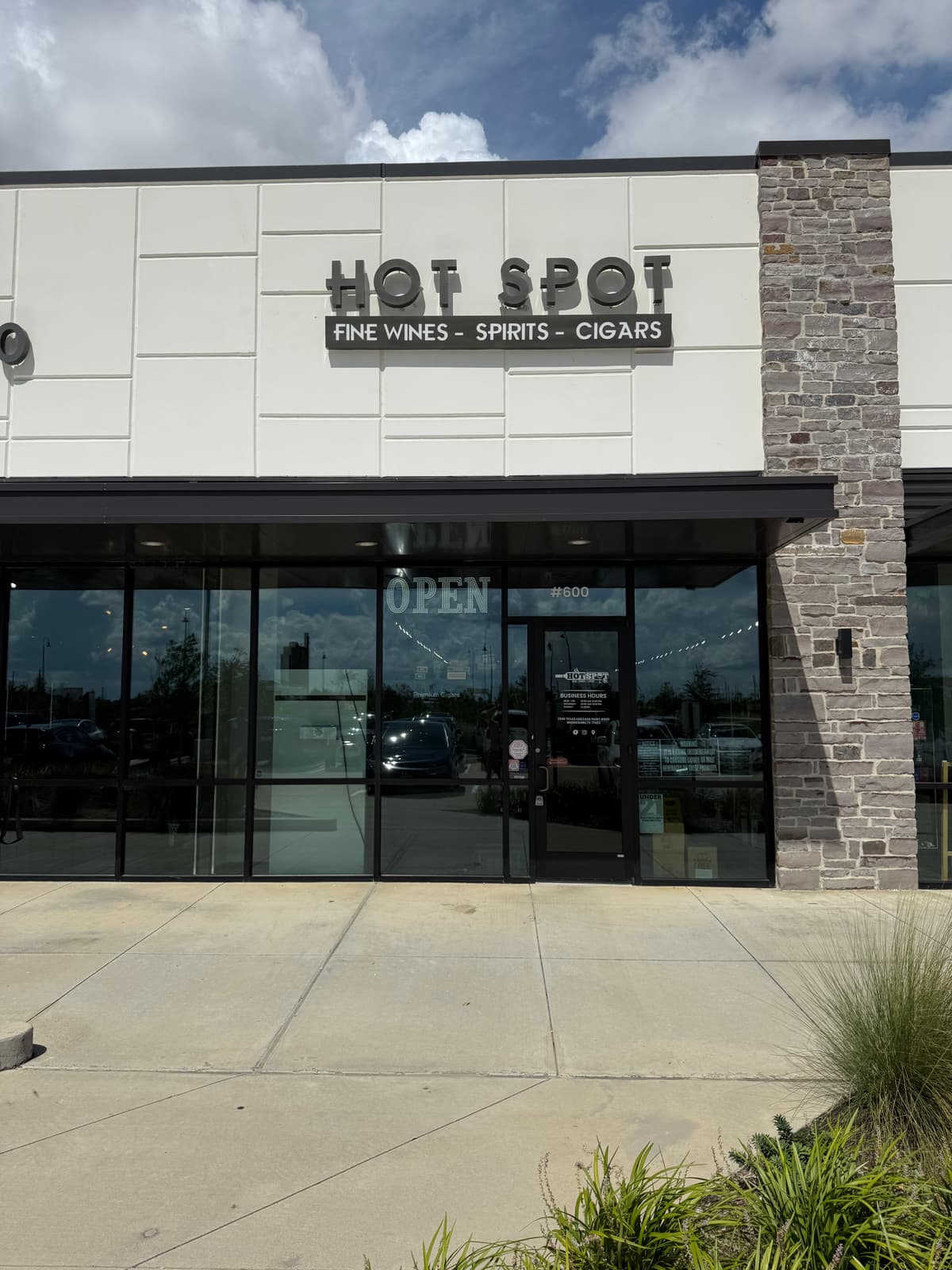 Hot Spot Fine Wines Spirits Cigars storefront channel letter sign