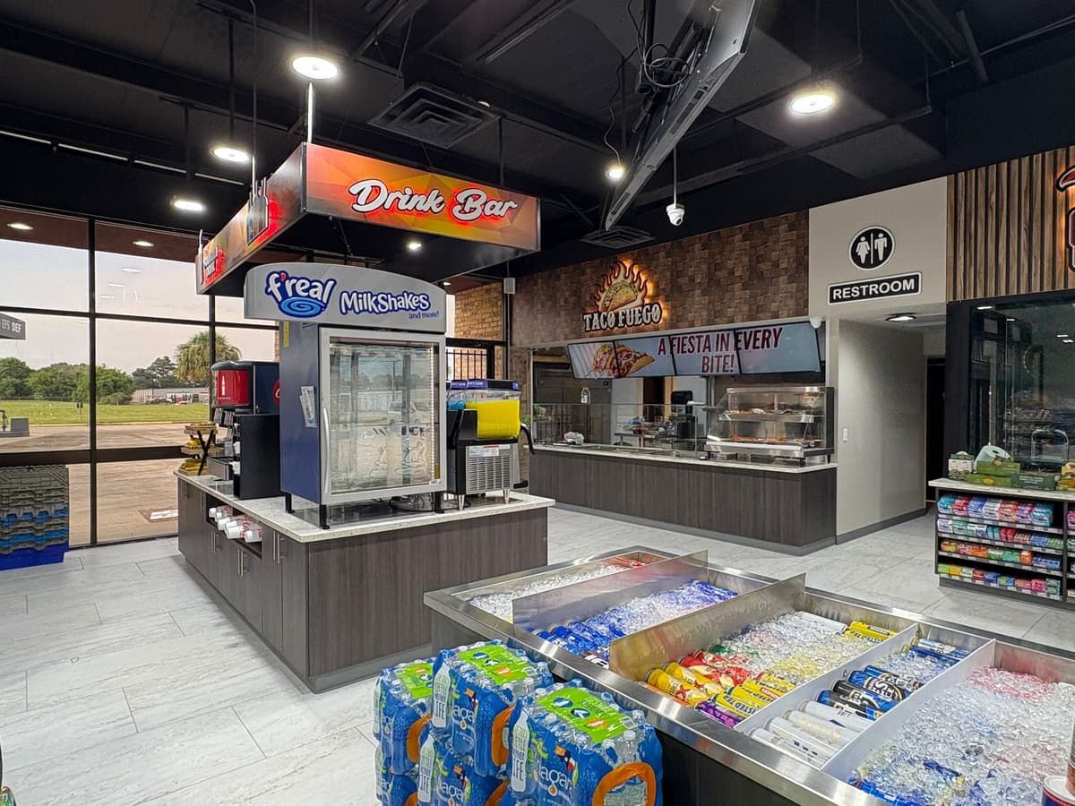 Interior kiosk branding and signage